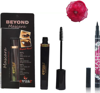 Evuar Beyond Mascara Water Proof, Eyeliner Pencil and band(Set of 3)
