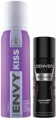 Envy 1000 Kiss Deo 130 Ml & Black Code Nano 50 ml Deodorant Spray - For Women(180 ml, Pack of 2)
Envy 1000 Kiss Deo 130 Ml & Black Code Nano 50 ml Deodorant Spray - For Women(180 ml, Pack of 2)