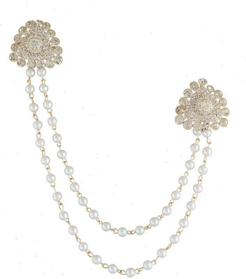 Anuradha Art Jewellery Hair Brooch Bun Clip(White, Gold)