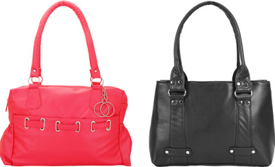 Lady bar Shoulder Bag(Pink, Black), Black;pink