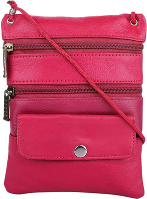K London Women Casual Pink Genuine Leather Sling Bag