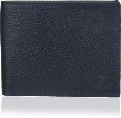 K London Men Blue Genuine Leather Wallet(8 Card Slots)