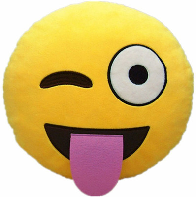 Frantic Premium Quality Winky Soft Smiley Cushion - 35 Cm - 35 cm(Yellow)