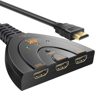 Oxyura TV-out Cable 4K Ultra Hd 3 Port Hdmi Switch 3 input 1 output Auto Switch with 1.4 Version Supports Full HD 4K 1080p(Black, For TV, 0.5)
Oxyura TV-out Cable 4K Ultra Hd 3 Port Hdmi Switch 3 input 1 output Auto Switch with 1.4 Version Supports Full HD 4K 1080p(Black, For TV, 0.5)