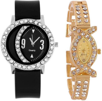 Swadesi Stuff Stylish Diamond Studded Black & Gold color watch combo of 2 Watch - For Women
Swadesi Stuff Stylish Diamond Studded Black & Gold color watch combo of 2 Watch - For Women