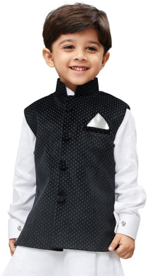 JBN Creation Sleeveless Polka Print Baby Boys Jacket, Black