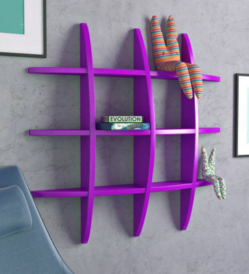 all crafts art TYRE RANK MDF Wall Shelf(Number of Shelves - 12, Purple)