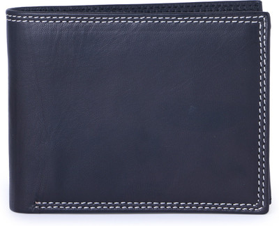 Debonair International Men Black Genuine Leather Wallet(10 Card Slots)