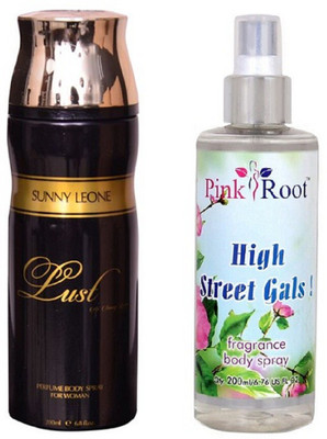 Pink Root HIGH STREET BODY SPRAY WITH SUNNY LEOAN LUST WOMEN DEO PACK OF 2(Set of 2)
Pink Root HIGH STREET BODY SPRAY WITH SUNNY LEOAN LUST WOMEN DEO PACK OF 2(Set of 2)