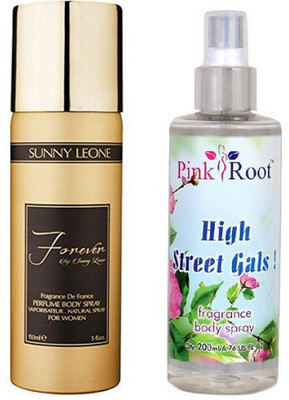 Pink Root HIGH STREET BODY SPRAY WITH SUNNY LEOAN FOREVER WOMEN DEO PACK OF 2(Set of 2)
Pink Root HIGH STREET BODY SPRAY WITH SUNNY LEOAN FOREVER WOMEN DEO PACK OF 2(Set of 2)