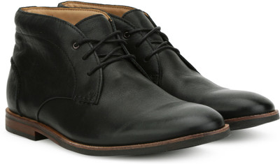 Clarks Broyd Mid Black Leather Boots For Men(Black