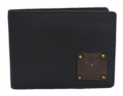 Hidelink Men Black Genuine Leather Wallet(3 Card Slots)