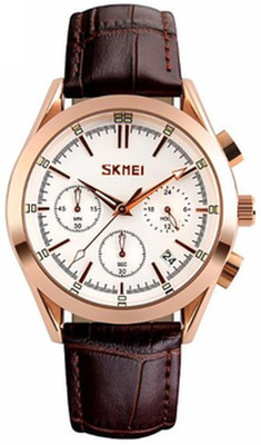 DUSK SKMEI 9127 White Brown Watch - For Men