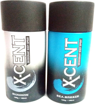 X-CENT SHADOW AND SEA BREEZE Deodorant Spray - For Men(300 ml, Pack of 2)
X-CENT SHADOW AND SEA BREEZE Deodorant Spray - For Men(300 ml, Pack of 2)