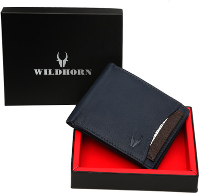 WildHorn Men Blue Genuine Leather Wallet(7 Card Slots)