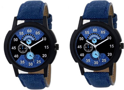 just like Blue Leather Strap Cronograph watch pack of 2 Watch - For Men