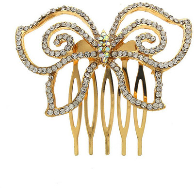 Anuradha Art Jewellery Side Pin Hair Clip(Gold)