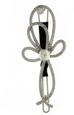 Anuradha Art Jewellery Side Pin Tic Tac Clip(Silver)