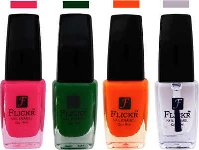 Flickr EXTRA SHINE and SPEED DRY Nail Polish Bright Pink,Green,Orange,Top Coat(Pack of 4)
Flickr EXTRA SHINE and SPEED DRY Nail Polish Bright Pink,Green,Orange,Top Coat(Pack of 4)