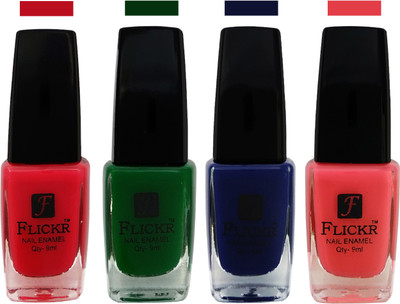 Flickr EXTRA SHINE and SPEED DRY Nail Polish Sweet Pink,Green,Blue,Baby Pink(Pack of 4)