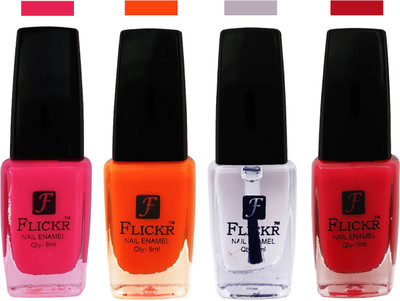 Flickr EXTRA SHINE and SPEED DRY Nail Polish Bright Pink,Orange,Top Coat,Sweet Pink(Pack of 4)
Flickr EXTRA SHINE and SPEED DRY Nail Polish Bright Pink,Orange,Top Coat,Sweet Pink(Pack of 4)