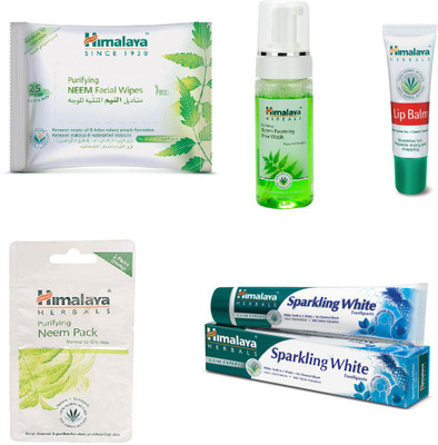 Himalaya Purifying Neem Facial Wipes, Purifying Neem Foaming Face Wash, Purifying Neem Pack, Lip Balm, Sparkling White Toothpaste(Set of 5)
Himalaya Purifying Neem Facial Wipes, Purifying Neem Foaming Face Wash, Purifying Neem Pack, Lip Balm, Sparkling White Toothpaste(Set of 5)