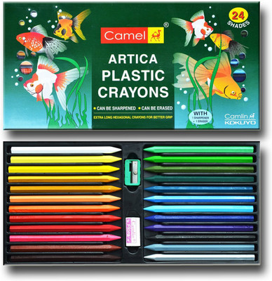 Camlin artica plastic crayons 24 shades(Set of 2, Multicolor)