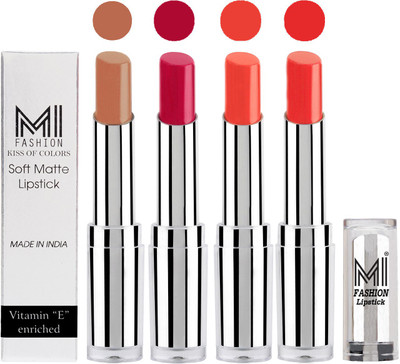 MI Fashion Hot and Bold Soft Creamy Matte Lipstick Combo – Perfect Gift for Her in 4 Vivid Colours(Nude,Dark Magenta,Coral Glamour,Orange Fever, 14 g)
MI Fashion Hot and Bold Soft Creamy Matte Lipstick Combo – Perfect Gift for Her in 4 Vivid Colours(Nude,Dark Magenta,Coral Glamour,Orange Fever, 14 g)