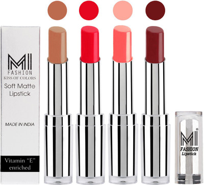 MI Fashion Hot and Bold Soft Creamy Matte Lipstick Combo – Perfect Gift for Her in 4 Vivid Colours(Nude,Reddish Orange,Metalic Nude,Maroon Rebel, 14 g)
MI Fashion Hot and Bold Soft Creamy Matte Lipstick Combo – Perfect Gift for Her in 4 Vivid Colours(Nude,Reddish Orange,Metalic Nude,Maroon Rebel, 14 g)