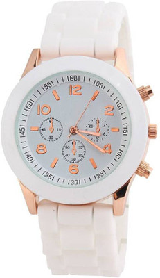 Varni Retail Pretty White Silicon Strap With Designer White Dial Men Wirst Watch For Boys Watch - For Boys
