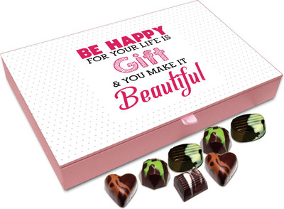 Chocholik Gift Box - Be Happy For Your Life Is A Gift Chocolate Box - 12pc Truffles(144 g) 
Chocholik Gift Box - Be Happy For Your Life Is A Gift Chocolate Box - 12pc Truffles(144 g)