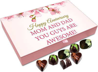 Chocholik Gift Box - Happy Anniversary Mom and Dad Chocolate Box - 12pc Truffles(144 g)
Chocholik Gift Box - Happy Anniversary Mom and Dad Chocolate Box - 12pc Truffles(144 g)