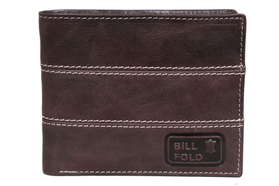 Bill Fold Artistic Leather Men Brown Genuine Leather Wallet(8 Card Slots)