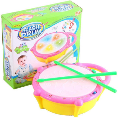 KT BROTHERS Flash Drum with Stick and Flashing Lights(Multicolor)