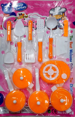SS Traders -Orange and white coloured Kitchen Set for Kids