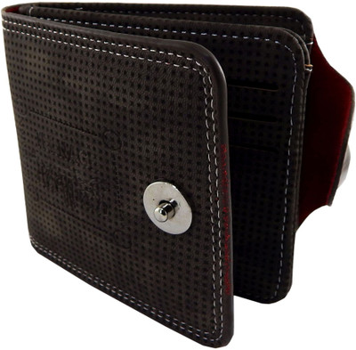 Teenage Men Grey Artificial Leather Wallet(9 Card Slots)