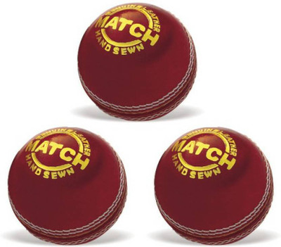 Xudo Cricket Leather Ball(Pack of 3, Yellow), Red