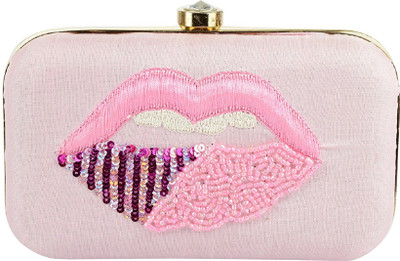 Tooba Handicraft Party Pink Clutch