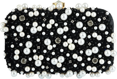 Tooba Handicraft Party Black Clutch
