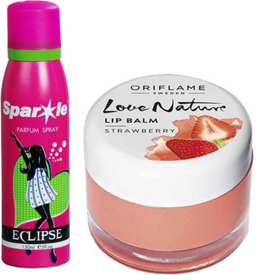 Oriflame Sweden Love Nature Lip Balm - Strawberry 7g (31075) With one sparkle perfume spray 150 ml(Set of 2)
Oriflame Sweden Love Nature Lip Balm - Strawberry 7g (31075) With one sparkle perfume spray 150 ml(Set of 2)