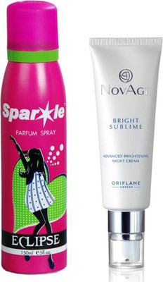 Oriflame Sweden ovAge Bright Sublime Advanced Brightening Night Cream 50ml (32658) With one sparkle perfume spray 150 ml(Set of 2)
Oriflame Sweden ovAge Bright Sublime Advanced Brightening Night Cream 50ml (32658) With one sparkle perfume spray 150 ml(Set of 2)