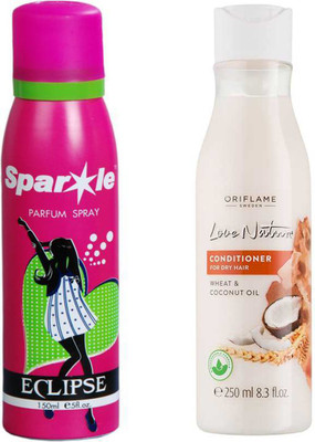 Oriflame Sweden Love Nature Conditioner for Dry Hair with Wheat & Coconut Oil 250ml (32619) With one sparkle perfume spray 150 ml(Set of 2)
Oriflame Sweden Love Nature Conditioner for Dry Hair with Wheat & Coconut Oil 250ml (32619) With one sparkle perfume spray 150 ml(Set of 2)