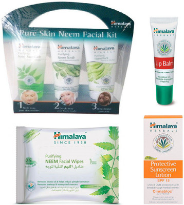 Himalaya Purifying Skin Neem Facial Kit, Purifying Neem Facial Wipes, Protective Sunscreen Lotion, Lip Balm(Set of 4)
Himalaya Purifying Skin Neem Facial Kit, Purifying Neem Facial Wipes, Protective Sunscreen Lotion, Lip Balm(Set of 4)