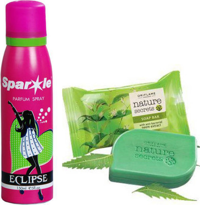 Oriflame Sweden Nature Secrets Soap Bar with anti-bacterial Neem extract (30807) With one sparkle perfume spray 150 ml(Set of 2)
Oriflame Sweden Nature Secrets Soap Bar with anti-bacterial Neem extract (30807) With one sparkle perfume spray 150 ml(Set of 2)