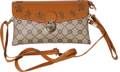 Borse Women Casual Beige, Tan Leatherette Sling Bag