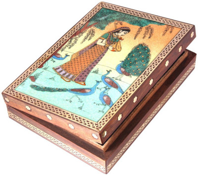 HANDICRAFTS PARADISE Jewellery box / Trinket box / Storage box out of Gemstones and wood Dancing Peacock Ragini Pattern Jewellery Vanity Box(Multicolor)
HANDICRAFTS PARADISE Jewellery box / Trinket box / Storage box out of Gemstones and wood Dancing Peacock Ragini Pattern Jewellery Vanity Box(Multicolor)