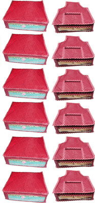 Afrose High Quality Combo of Parchute Plain 6PC Saree Cover 6PC Blouse Cover Capacity 10-15 Units Saree/Blouse Each(Maroon)