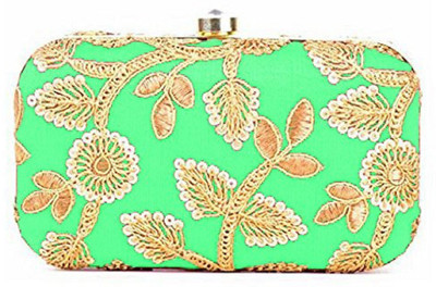 Tooba Handicraft Casual Green Clutch