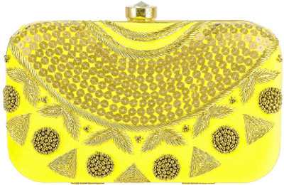 Tooba Handicraft Party Yellow Clutch