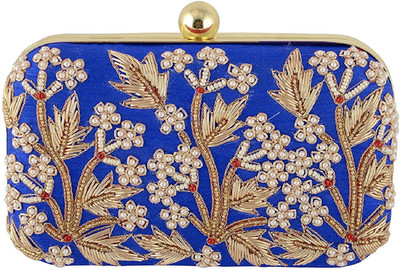 Tooba Handicraft Party Blue Clutch